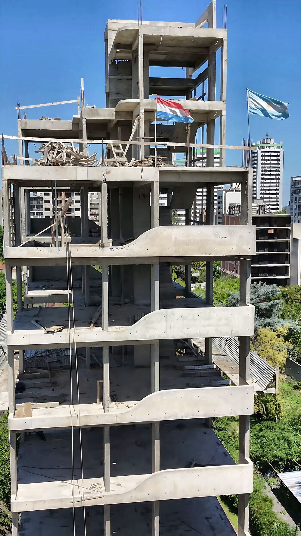 Obra en construcción vista con dron